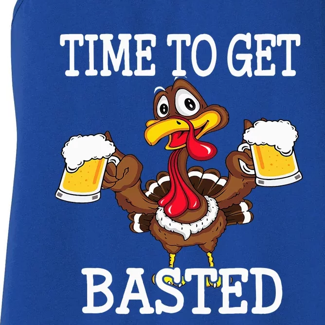 Thanksgiving Turkey Funny Time To Get Basted Beer Women's Racerback Tank