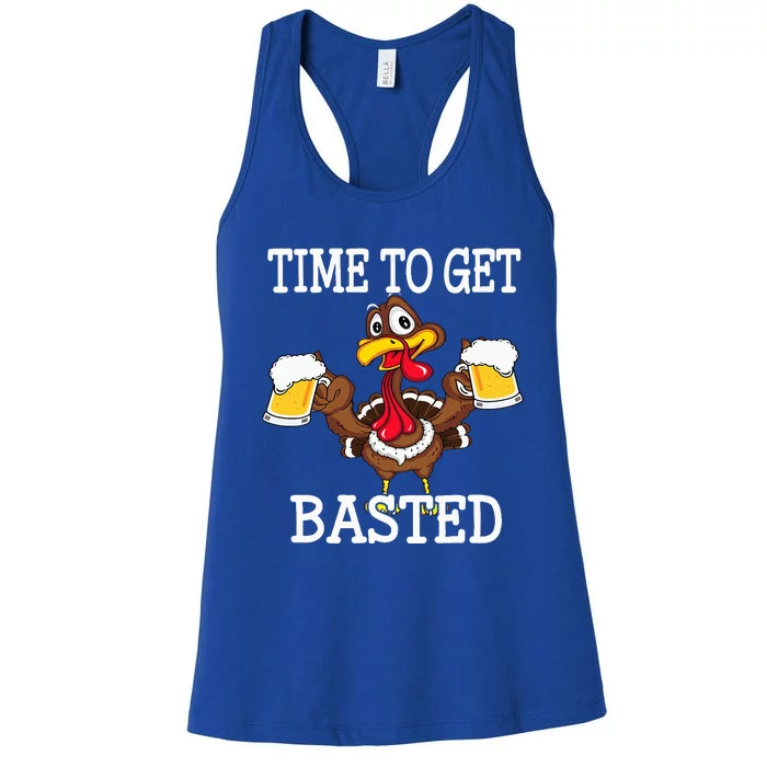 Thanksgiving Turkey Funny Time To Get Basted Beer Women's Racerback Tank