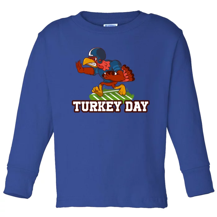 Thanksgiving Turkey Football Gift Toddler Long Sleeve Shirt