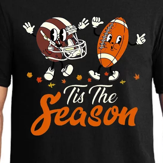 Tis The Fall Season Football Game Day Groovy Thanksgiving Pajama Set