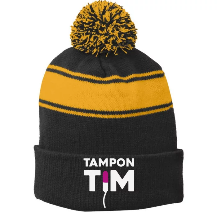 Tampon Tim Funny Meme Tim Walz Vp Vice President 2024 Stripe Pom Pom Beanie