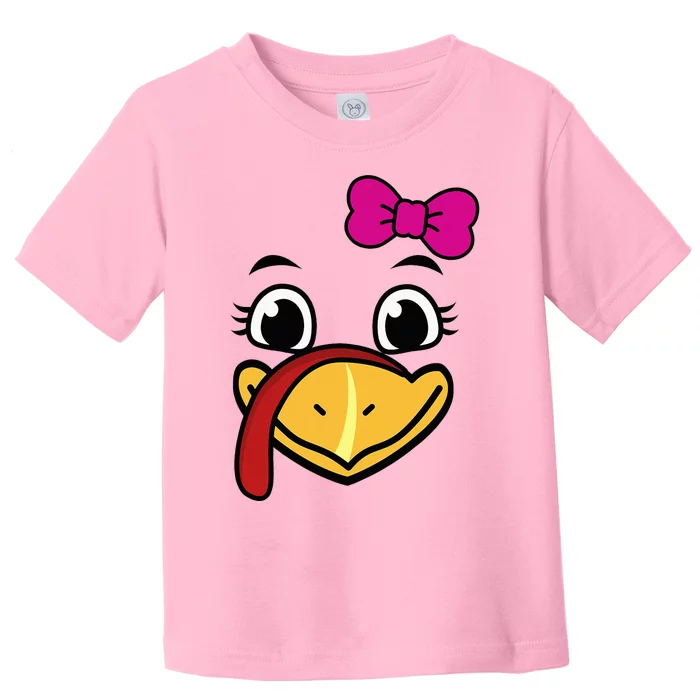 Thanksgiving Turkey Face Funny Bow Toddler T-Shirt