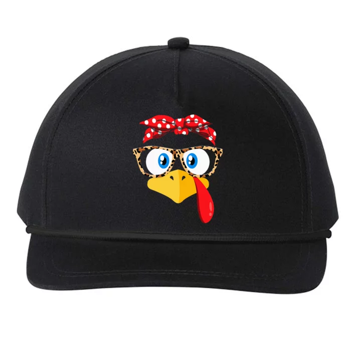 Thanksgiving Turkey Face Leopard Glasses Snapback Five-Panel Rope Hat