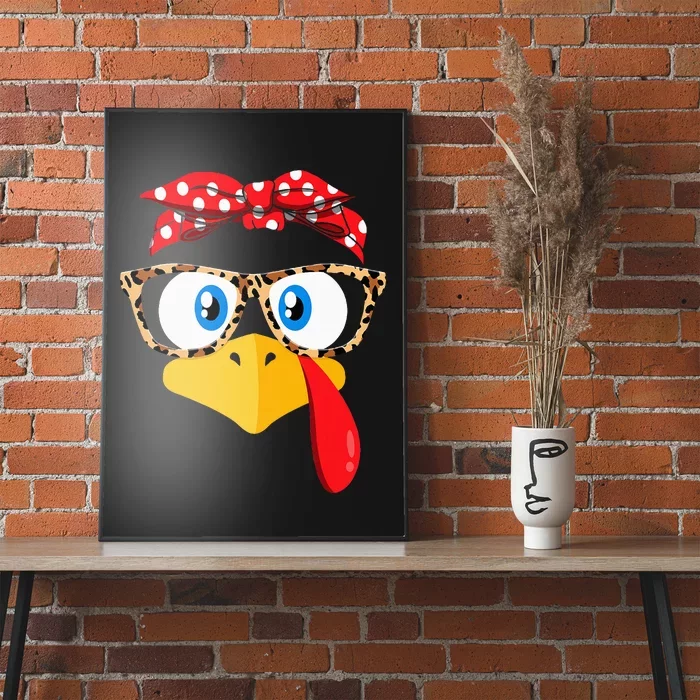 Thanksgiving Turkey Face Leopard Glasses Poster