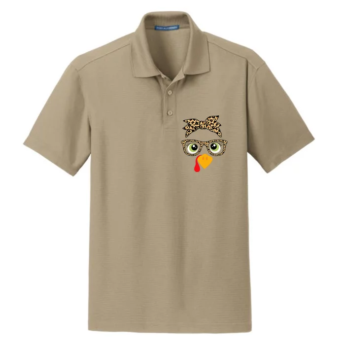 Thanksgiving Turkey Face Leopard Glasses Dry Zone Grid Performance Polo