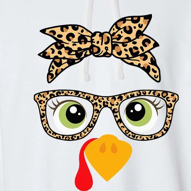 Thanksgiving Turkey Face Leopard Glasses Garment-Dyed Fleece Hoodie