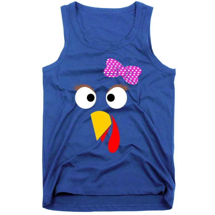 Thanksgiving Turkey Face Girl Ribbon Gift Tank Top