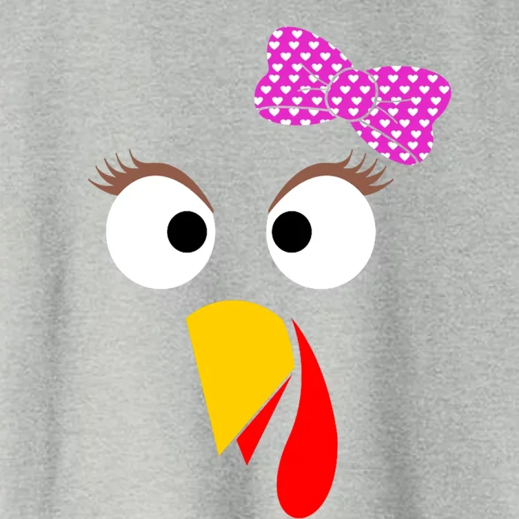 Thanksgiving Turkey Face Girl Ribbon Gift Women's Crop Top Tee