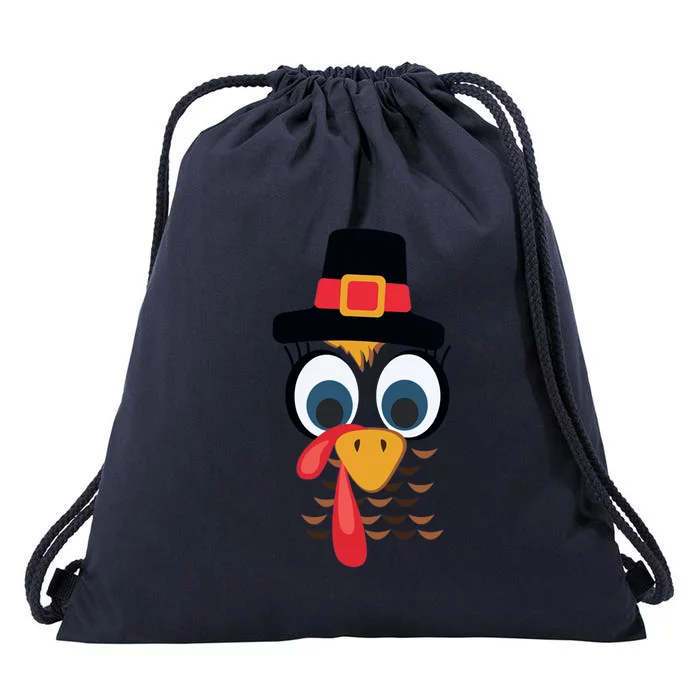 Thanksgiving Turkey Face Matching Family Costume Boy Gift Drawstring Bag