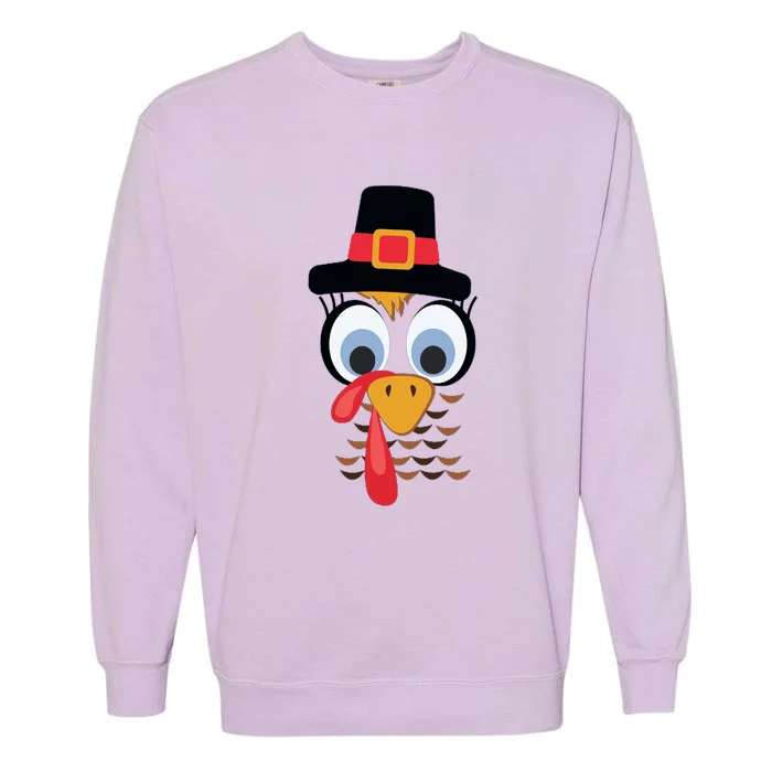 Thanksgiving Turkey Face Matching Family Costume Boy Gift Garment-Dyed Sweatshirt