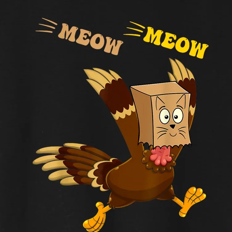 Thanksgiving Turkey Fake Cat Meow Funny Women's Crop Top Tee