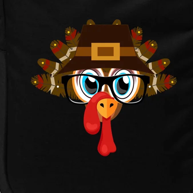 Thanksgiving Turkey Face Pilgrims Hat Glasses Tail Feathers Gift Impact Tech Backpack