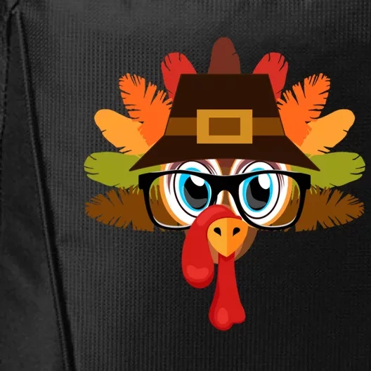 Thanksgiving Turkey Face Pilgrims Hat Glasses Tail Feathers Cool Gift City Backpack