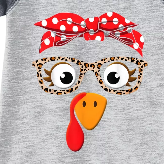 Thanksgiving Turkey Face Leopard Print Glasses Infant Baby Jersey Bodysuit