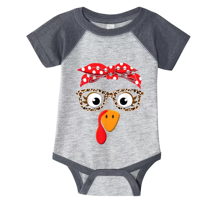 Thanksgiving Turkey Face Leopard Print Glasses Infant Baby Jersey Bodysuit