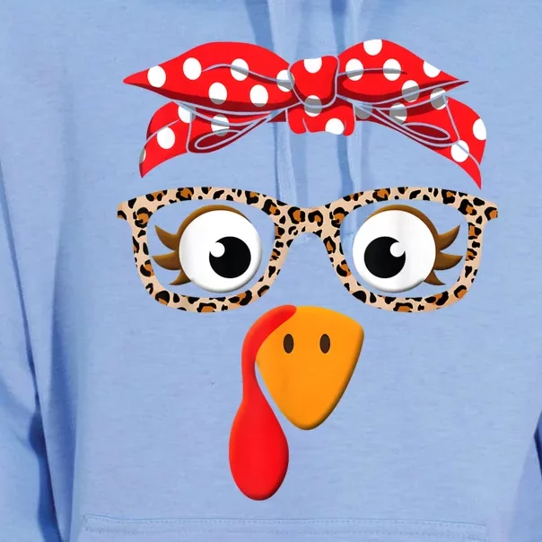 Thanksgiving Turkey Face Leopard Print Glasses Unisex Surf Hoodie