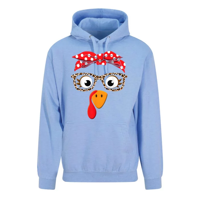 Thanksgiving Turkey Face Leopard Print Glasses Unisex Surf Hoodie