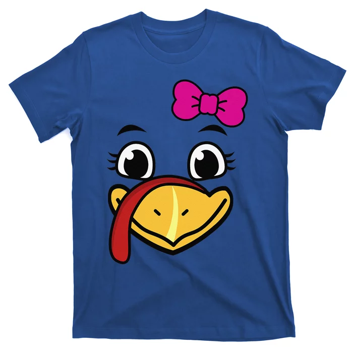 Thanksgiving Turkey Face Funny Pink Bow Cute Cool Gift T-Shirt