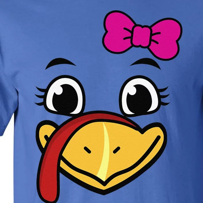 Thanksgiving Turkey Face Funny Pink Bow Cute Cool Gift Tall T-Shirt