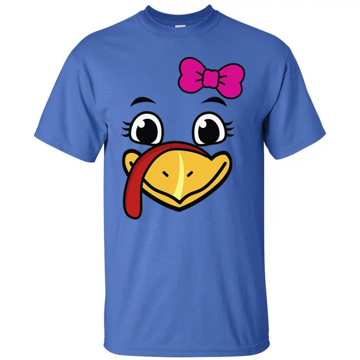 Thanksgiving Turkey Face Funny Pink Bow Cute Cool Gift Tall T-Shirt