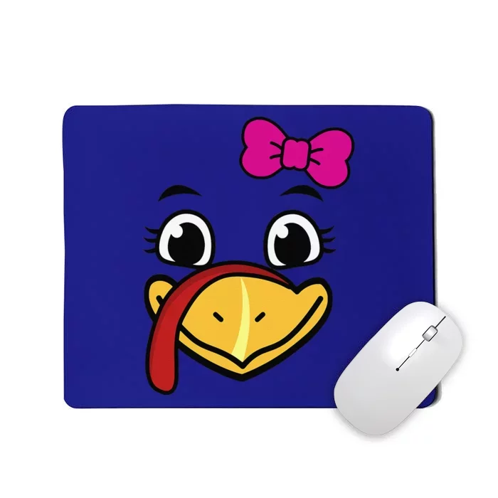 Thanksgiving Turkey Face Funny Pink Bow Cute Cool Gift Mousepad