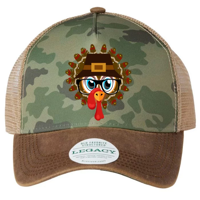 Thanksgiving Turkey Face Pilgrims Hat Glasses Tail Feathers Gift Legacy Tie Dye Trucker Hat