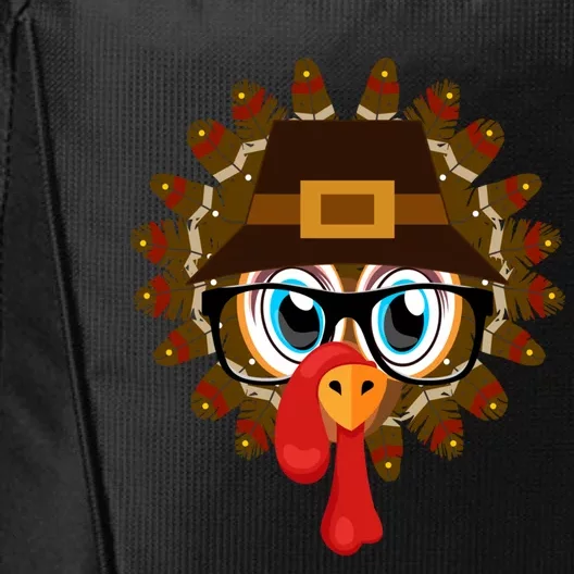 Thanksgiving Turkey Face Pilgrims Hat Glasses Tail Feathers Gift City Backpack