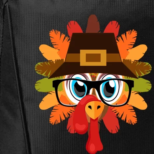 Thanksgiving Turkey Face Pilgrims Hat Glasses Tail Feathers Meaningful Gift City Backpack