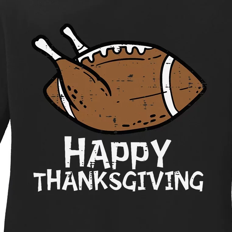 Thanksgiving Turkey Football Sports Celebration Ladies Long Sleeve Shirt