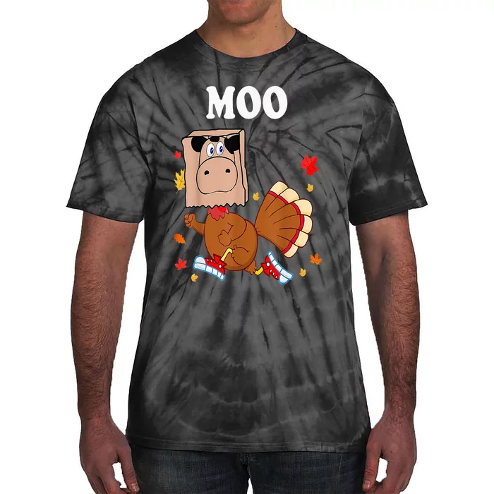 Thanksgiving Turkey Funny Fake Cow Moo Thanksgiving Turkey Tie-Dye T-Shirt