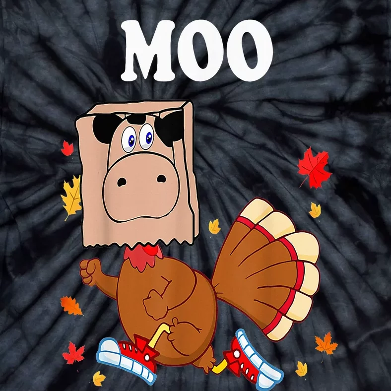 Thanksgiving Turkey Funny Fake Cow Moo Thanksgiving Turkey Tie-Dye T-Shirt