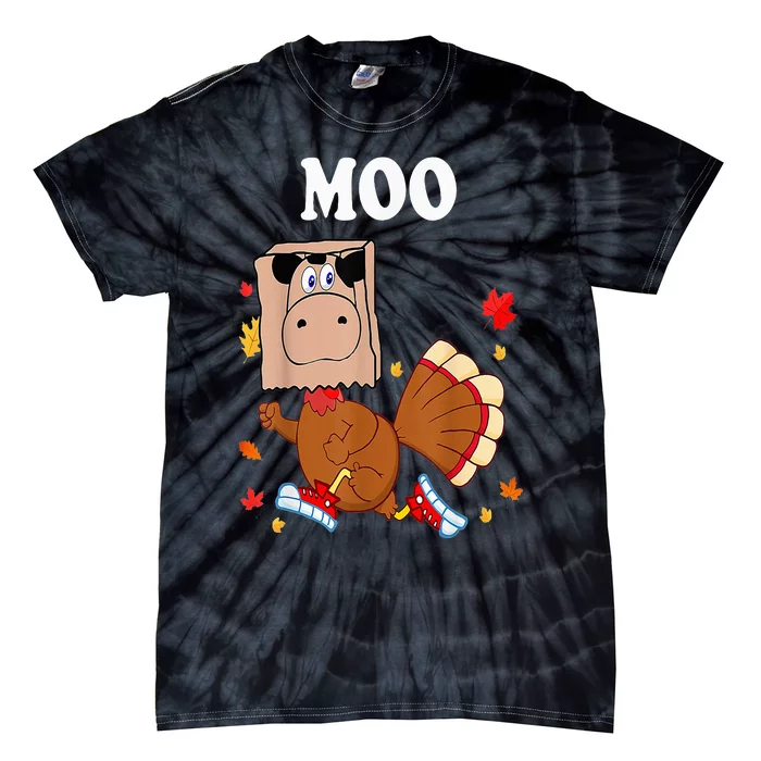 Thanksgiving Turkey Funny Fake Cow Moo Thanksgiving Turkey Tie-Dye T-Shirt