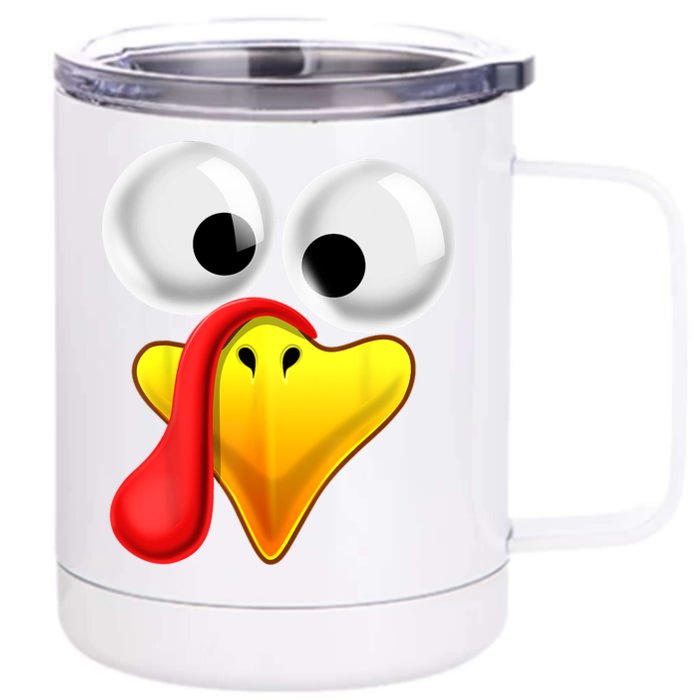 Thanksgiving Turkey Face Matching Family Costume Gift Gift Front & Back 12oz Stainless Steel Tumbler Cup