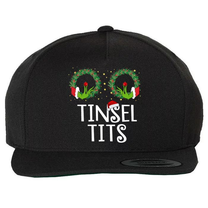 Tinsel Tits Funny Christmas Wool Snapback Cap