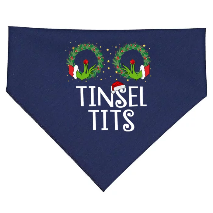 Tinsel Tits Funny Christmas USA-Made Doggie Bandana