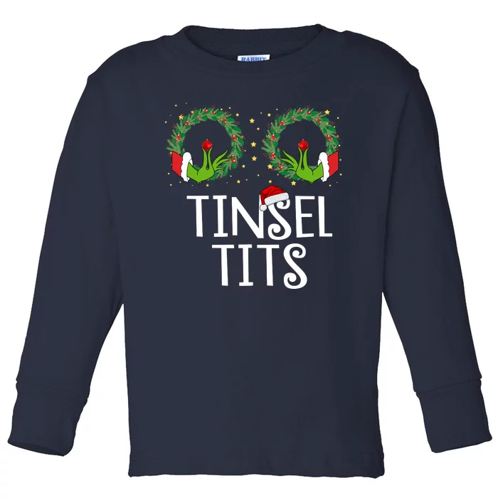 Tinsel Tits Funny Christmas Toddler Long Sleeve Shirt