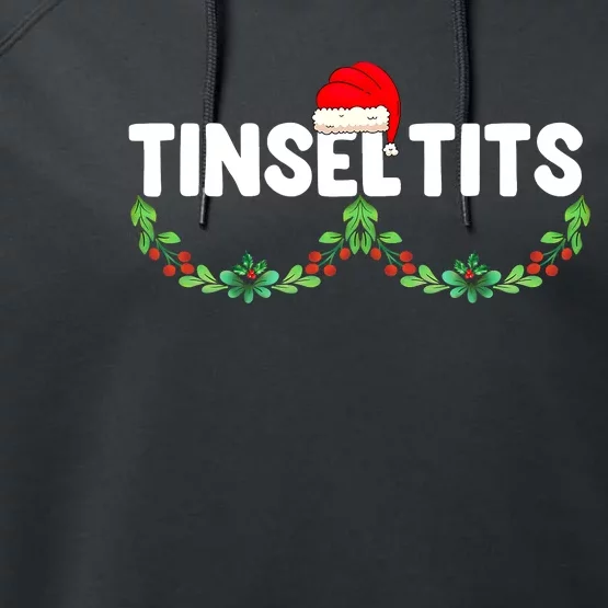 Tinsel Tits Funny Couple Christmas Jingle Balls Tinsel Tits Performance Fleece Hoodie