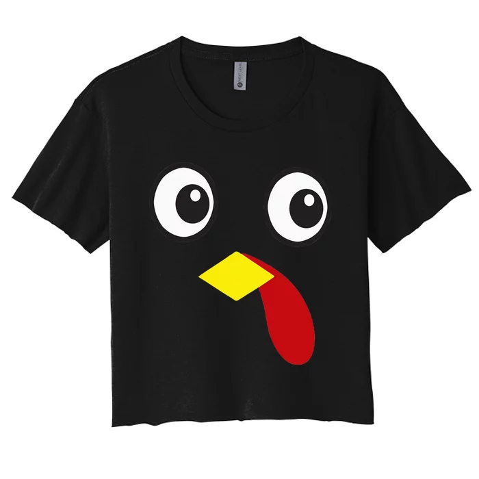 Thanksgiving Turkey Face Matching Family Costume Gifts Women's Crop Top Tee