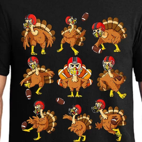 Thanksgiving Turkey Football Players Quarterback Receiver Pajama Set