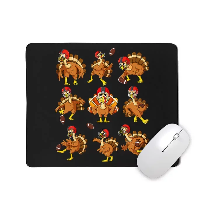 Thanksgiving Turkey Football Players Quarterback Receiver Mousepad