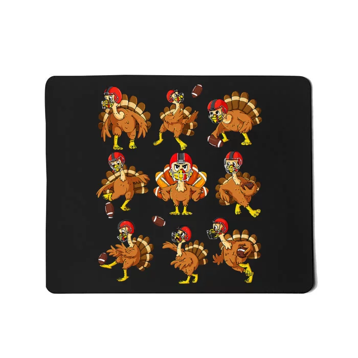 Thanksgiving Turkey Football Players Quarterback Receiver Mousepad