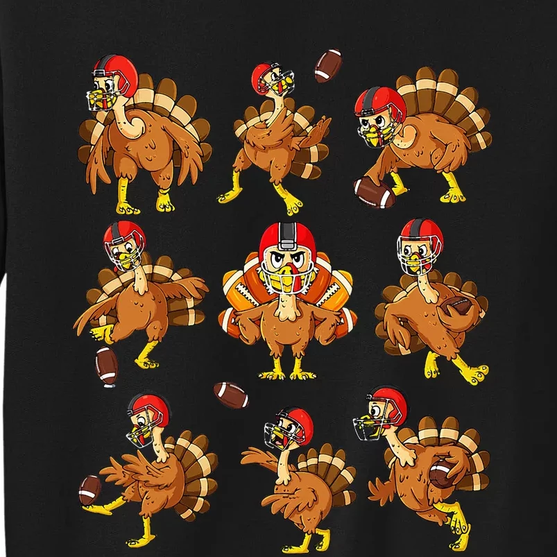 Thanksgiving Turkey Football Players Quarterback Receiver Tall Sweatshirt