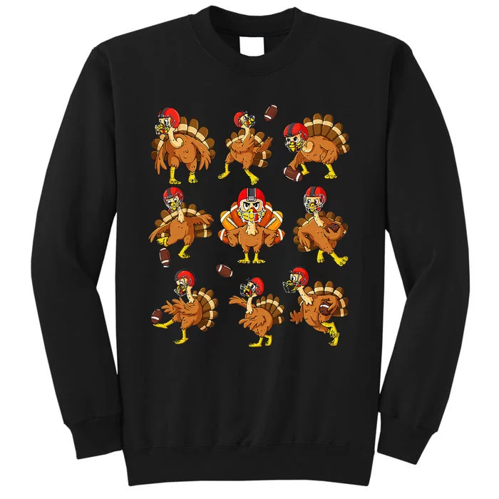 Thanksgiving Turkey Football Players Quarterback Receiver Tall Sweatshirt