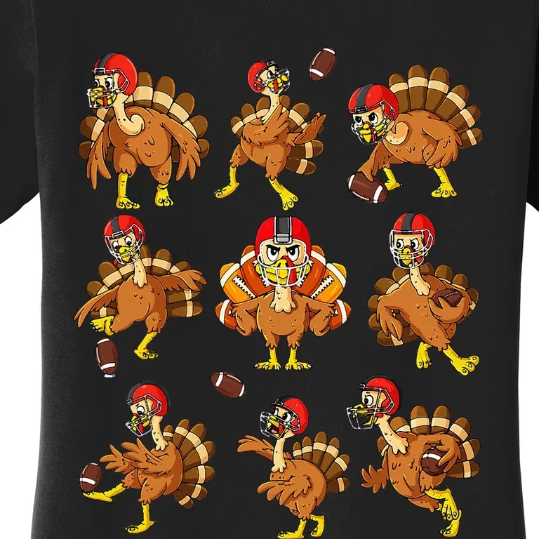 Thanksgiving Turkey Football Players Quarterback Receiver Women's T-Shirt