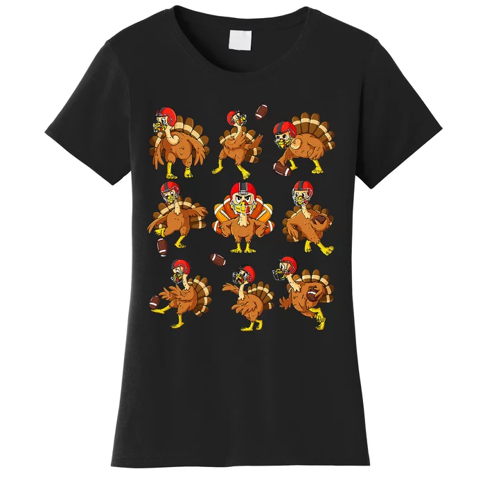 Thanksgiving Turkey Football Players Quarterback Receiver Women's T-Shirt