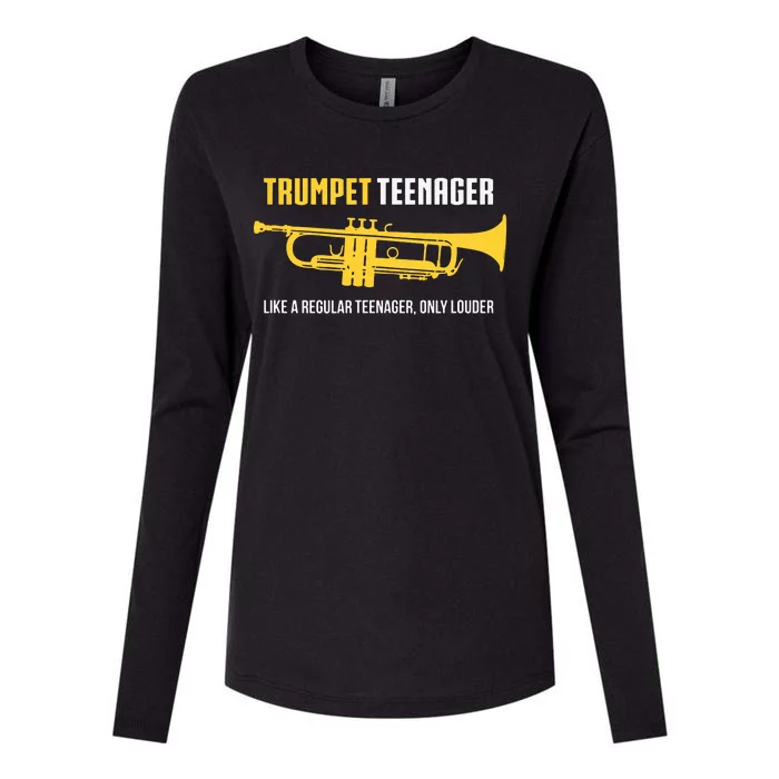 Trumpet Teenager Funny Cute Marching Band Gift Womens Cotton Relaxed Long Sleeve T-Shirt