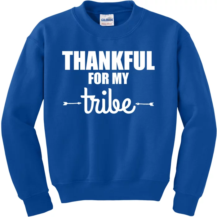 Turkey Tribe Funny Thanksgiving Family Thankful For My Tribe Meaningful Gift Kids Sweatshirt