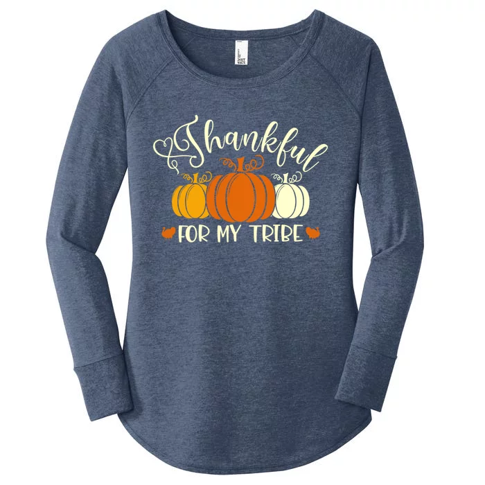 Thanksgiving Thankful For My Tribe Pumpkins Gift Women's Perfect Tri Tunic Long Sleeve Shirt