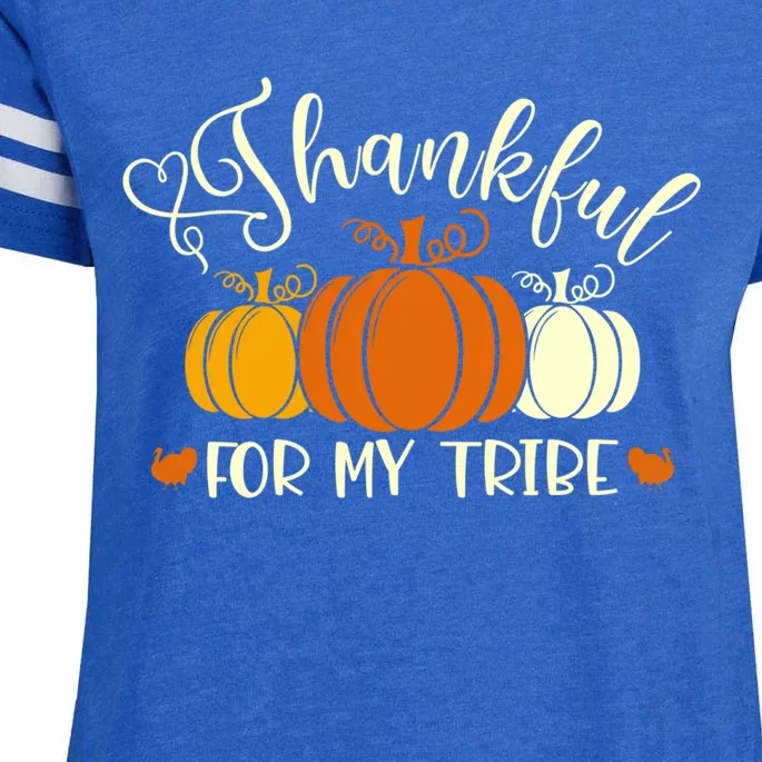 Thanksgiving Thankful For My Tribe Pumpkins Gift Enza Ladies Jersey Football T-Shirt