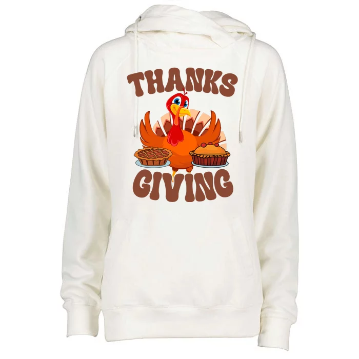 Thanksgiving Turkey Festive Holiday Womens Funnel Neck Pullover Hood